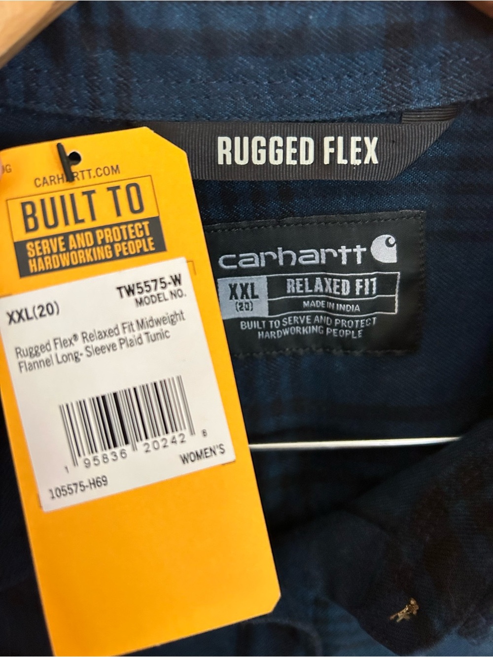 Carhartt Womens Rugged Flex Relaxed Fit Flannel Long-Sleeve Plaid Tunic Size XXL - Picture 5 of 7